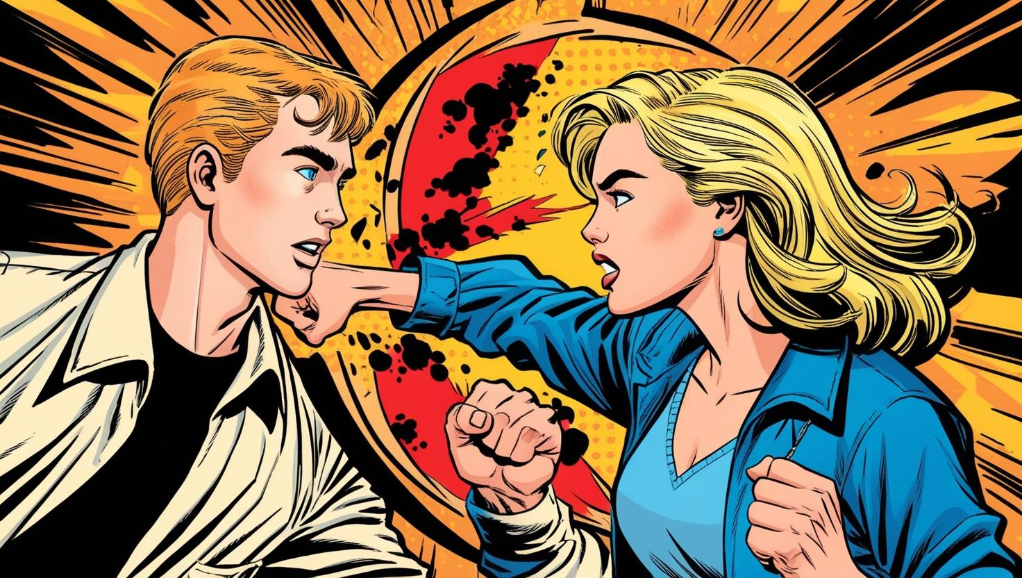 Cartoon image of Dexter & Buffy doing battle